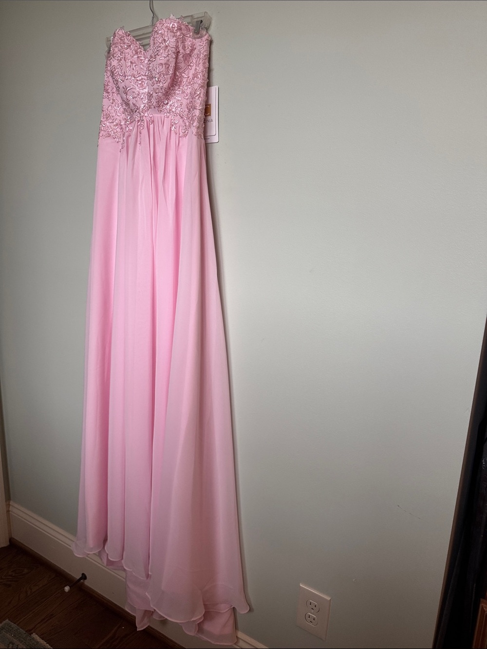 Girls' Pink Lace Bodice Chiffon Evening Dress